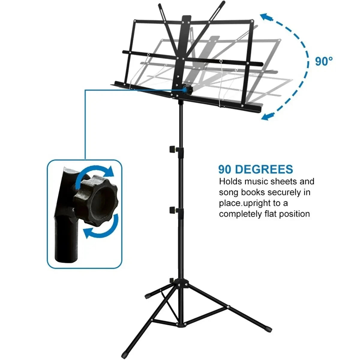 Music Stand 2 in 1 Dual Use Folding Sheet Music Stand
