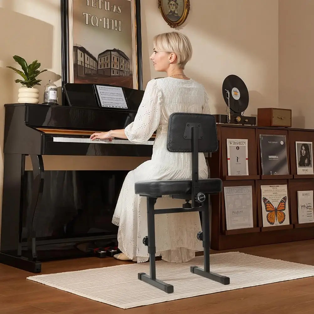 Adjustable Piano Bench with Backrest