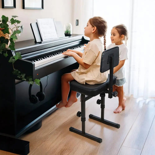 Adjustable Piano Bench with Backrest