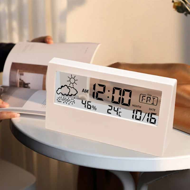 hygrometer and thermometer with clock